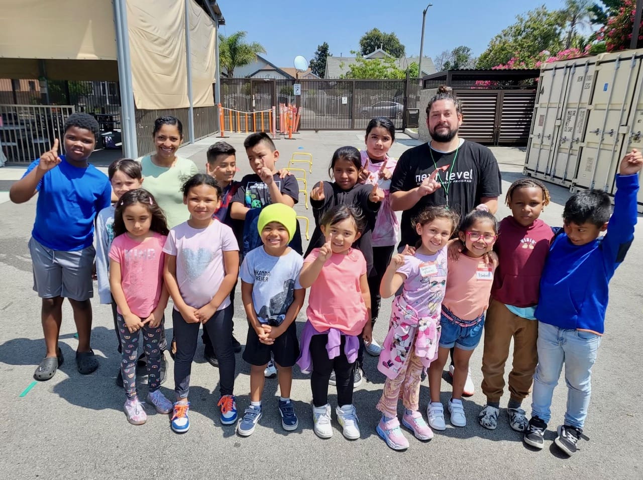 A group of children standing next to each other.